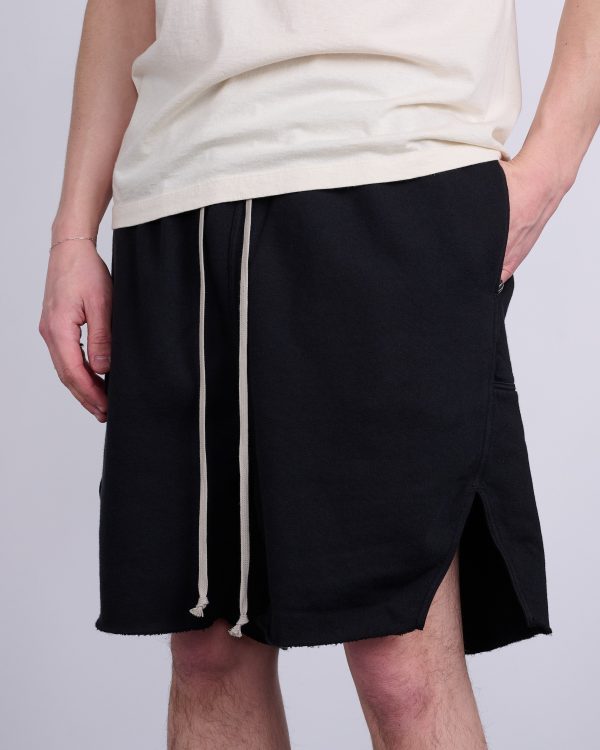 Rick Owens DRKSHDW Long Boxer Butt Zip Short Felpa Fleece Black Cheap