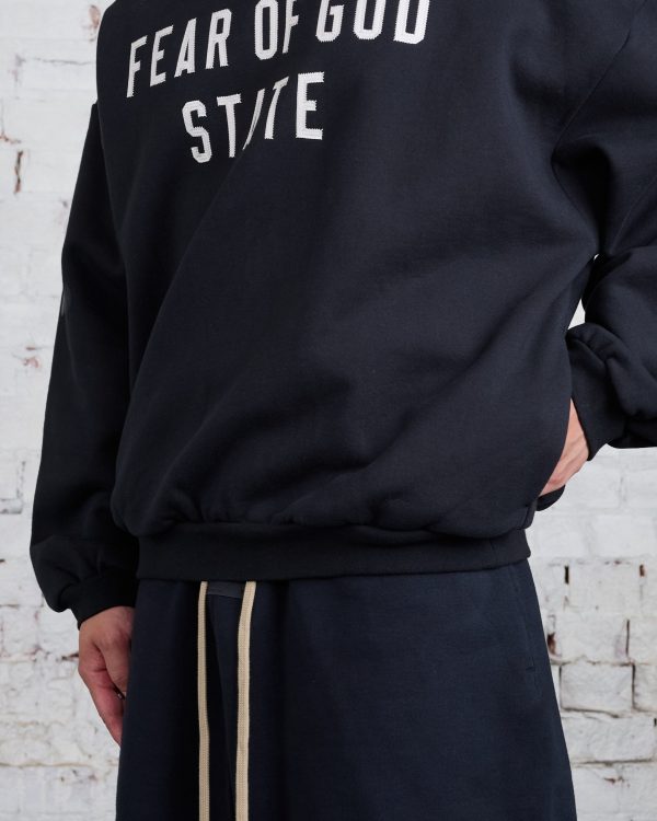 Fear of God Essentials Heavy Fleece State Crewneck Black For Cheap