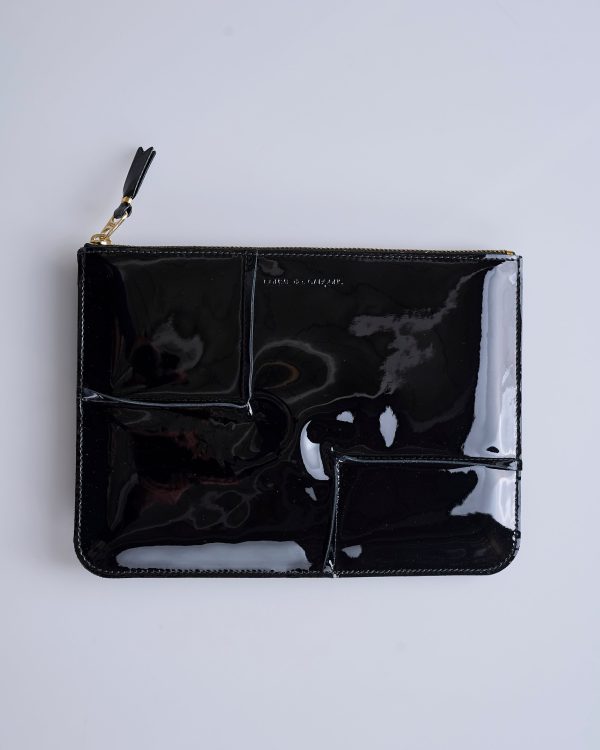 Comme des Garçons Wallet Reversed Hem Zip Pouch Black Supply