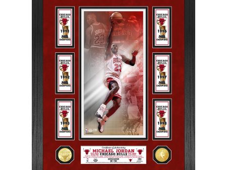 Chicago Bulls Michael Jordan 6-Time NBA Finals Champ Banner Collection Bronze Coin Photo Mint Online