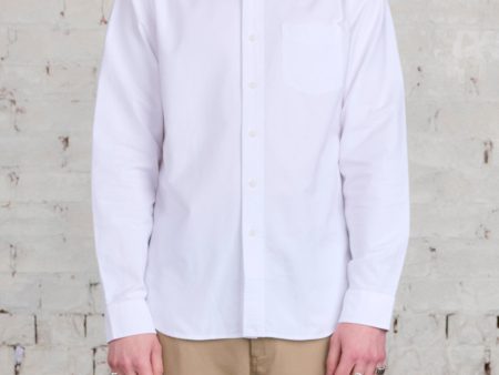 Reigning Champ Windsor Long Sleeve Oxford Button Shirt White Hot on Sale