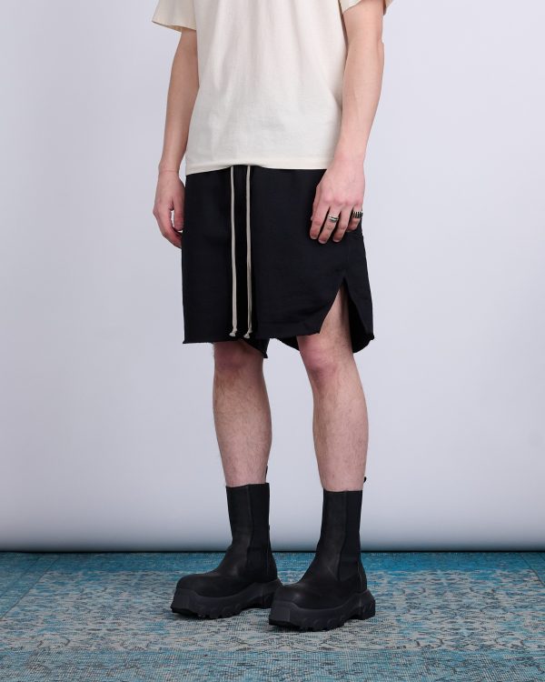 Rick Owens DRKSHDW Long Boxer Butt Zip Short Felpa Fleece Black Cheap