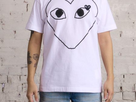 CDG PLAY Black Chest Hollow Heart T-Shirt White Online