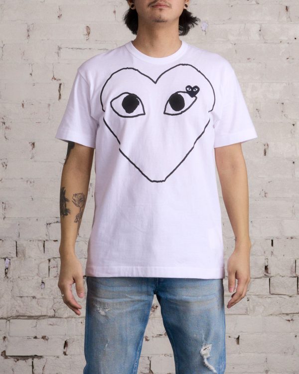 CDG PLAY Black Chest Hollow Heart T-Shirt White Online