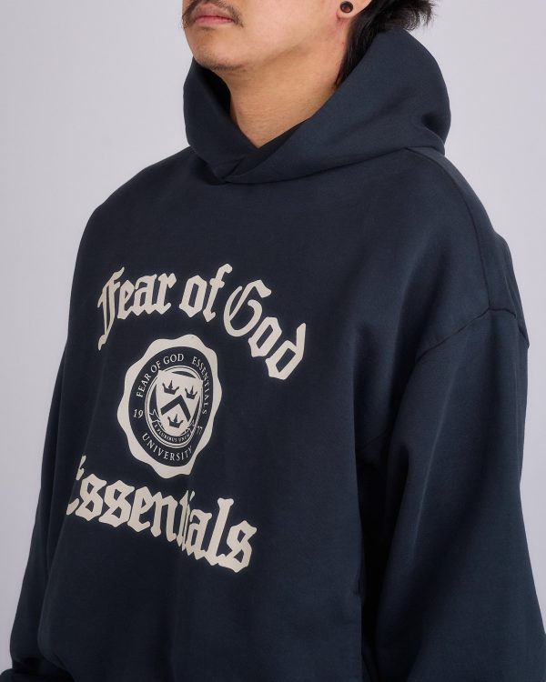 Fear of God Essentials Heavy Fleece Shrunk Hoodie Black For Sale