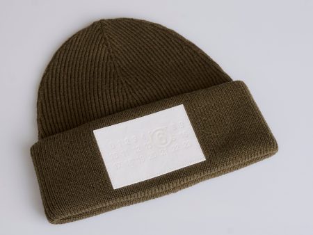 Maison Margiela MM6 Patch Logo Cuff Beanie Khaki Supply