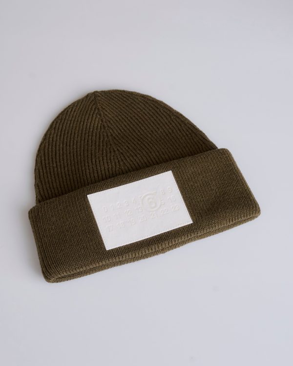 Maison Margiela MM6 Patch Logo Cuff Beanie Khaki Supply