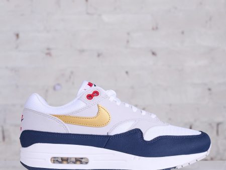 Nike Men s Air Max 1 Obsidian Metallic Gold-White Online Sale