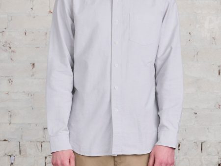 Reigning Champ Windsor Long Sleeve Oxford Button Shirt Light Grey Online Sale