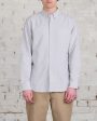 Reigning Champ Windsor Long Sleeve Oxford Button Shirt Light Grey Online Sale