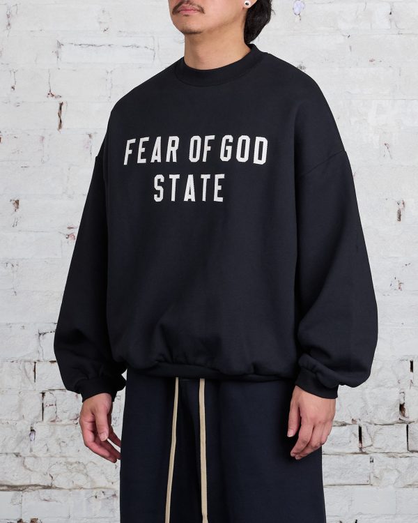 Fear of God Essentials Heavy Fleece State Crewneck Black For Cheap