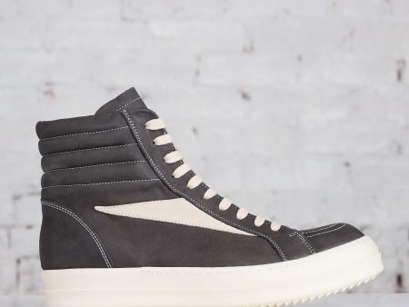 Rick Owens High Vintage Sneaks LWN Nubuck Dark Dust Milk Fashion