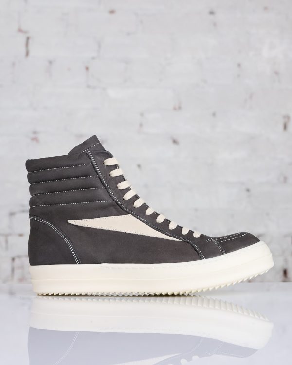 Rick Owens High Vintage Sneaks LWN Nubuck Dark Dust Milk Fashion