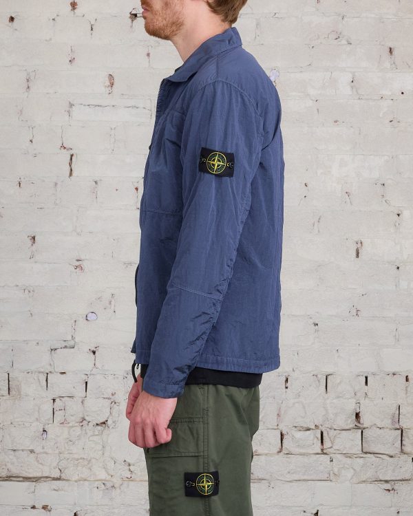 Stone Island Iridescent Nylon Metal Overshirt Mid Blue For Discount