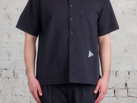 and wander Dry Soft Seersucker Button Shirt Navy Online Hot Sale