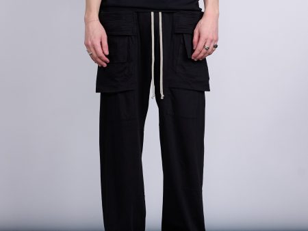 Rick Owens DRKSHDW Creatch Wide Jersey Cargo Pant RN Black on Sale