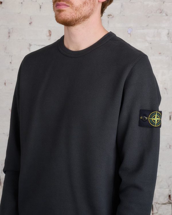 Stone Island Cotton Brush Fleece Crewneck Lead Grey on Sale