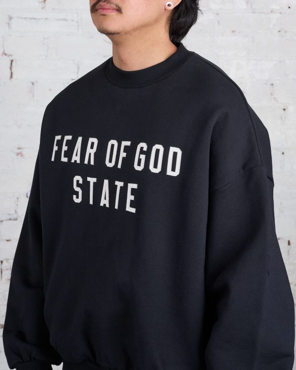 Fear of God Essentials Heavy Fleece State Crewneck Black For Cheap