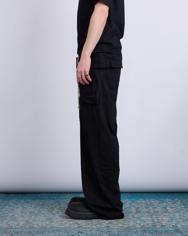 Rick Owens DRKSHDW Creatch Wide Jersey Cargo Pant RN Black on Sale