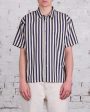 Stussy Flat Bottom Striped SS Button Shirt Navy Cheap