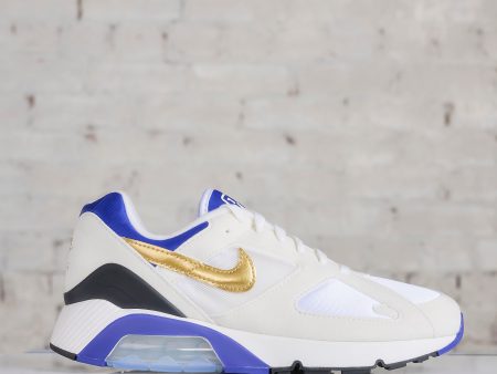 Nike Men s Air Max 180 Summit White Metallic Gold-Concord-Black Hot on Sale