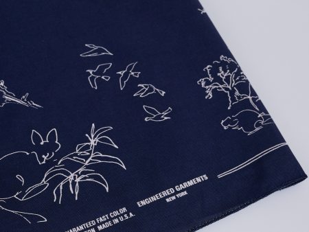 Engineered Garments Printed Bandana Animal Navy For Sale