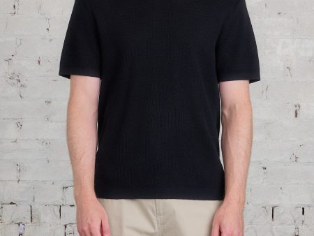 Reigning Champ Knit Cotton Linen Victor Polo Shirt Black Fashion