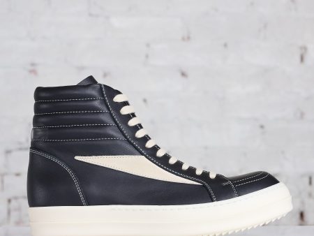 Rick Owens High Vintage Sneaks Full Grain Black Milk Online now