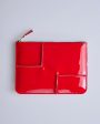 Comme des Garçons Wallet Reversed Hem Zip Pouch Red Sale