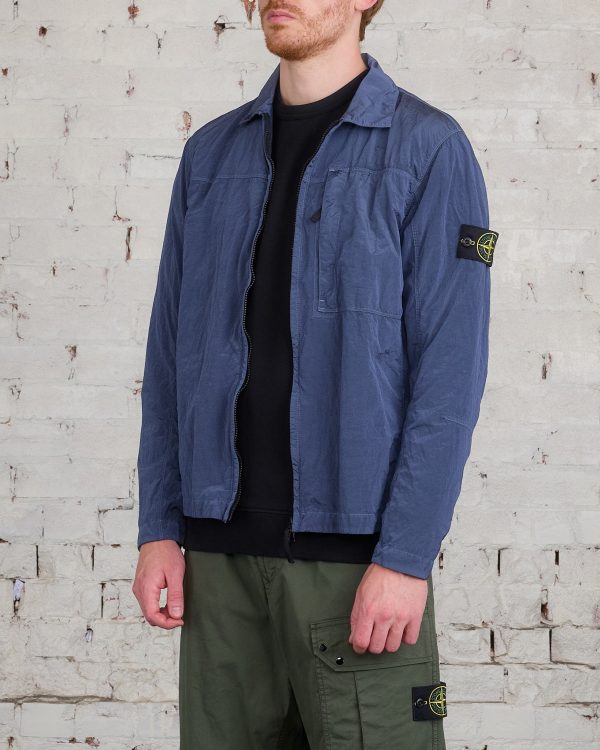 Stone Island Iridescent Nylon Metal Overshirt Mid Blue For Discount