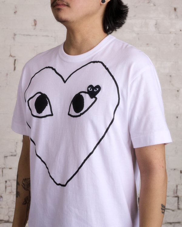 CDG PLAY Black Chest Hollow Heart T-Shirt White Online