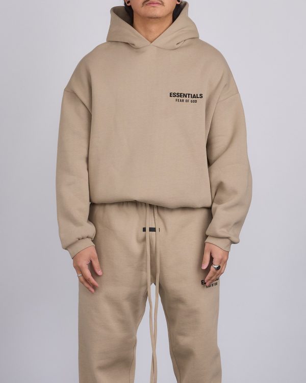 Fear of God Essentials Fleece Logo Hoodie Desert Sand Supply