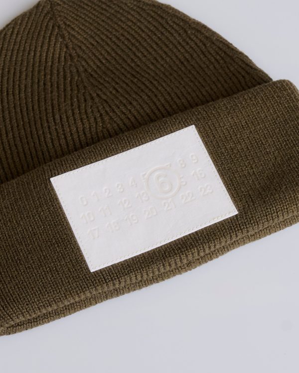 Maison Margiela MM6 Patch Logo Cuff Beanie Khaki Supply