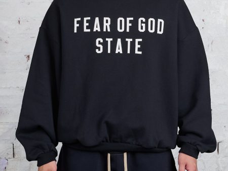 Fear of God Essentials Heavy Fleece State Crewneck Black For Cheap