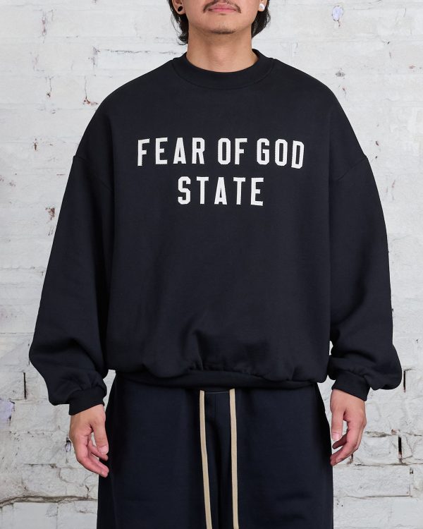 Fear of God Essentials Heavy Fleece State Crewneck Black For Cheap