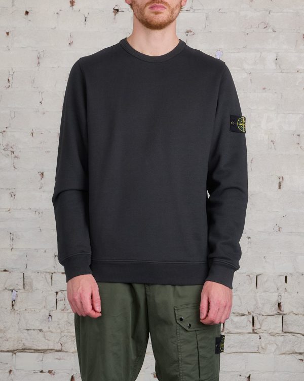 Stone Island Cotton Brush Fleece Crewneck Lead Grey on Sale