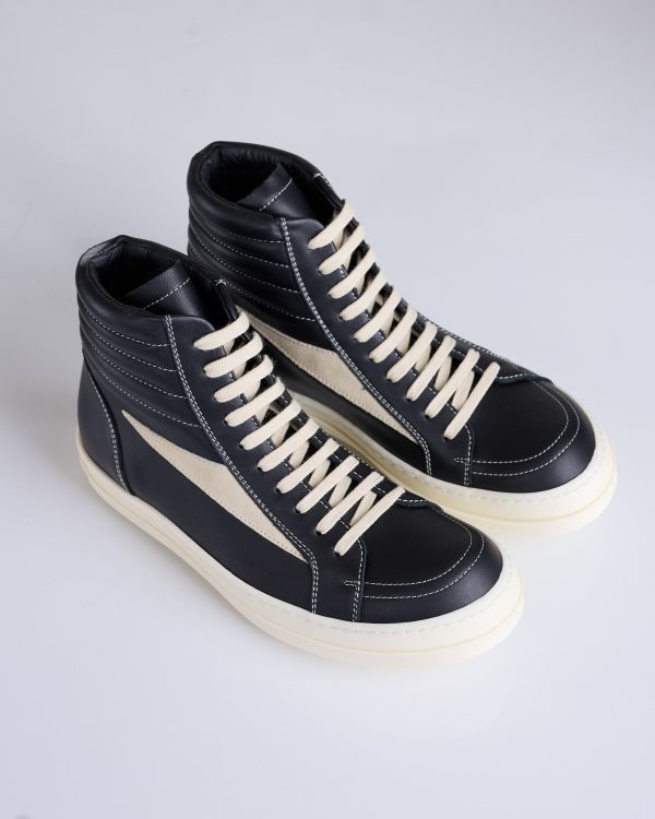 Rick Owens High Vintage Sneaks Full Grain Black Milk Online now