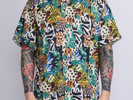 Engineered Garments Camp Button Shirt African Patch Print Multi Discount