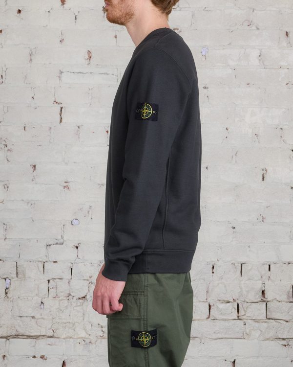 Stone Island Cotton Brush Fleece Crewneck Lead Grey on Sale