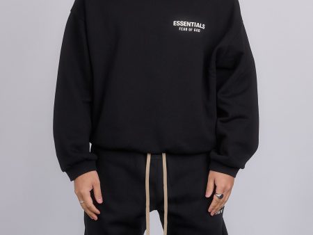 Fear of God Essentials Fleece Logo Crewneck Black on Sale