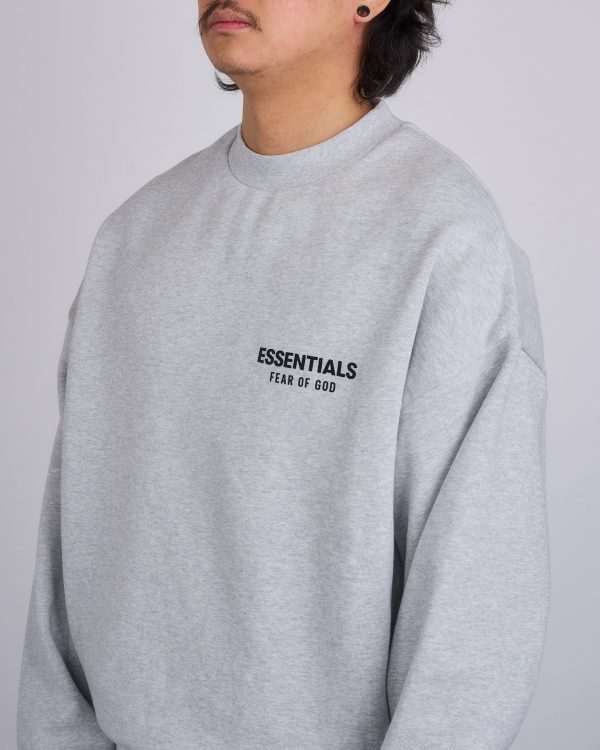 Fear of God Essentials Fleece Logo Crewneck Light Heather Grey Online Sale