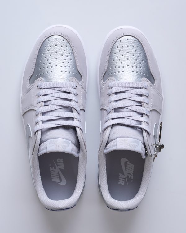 Nike Men s Air Jordan 1 Low OG  Silver  Neutral Grey Metallic Silver-White For Cheap