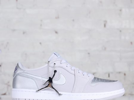 Nike Men s Air Jordan 1 Low OG  Silver  Neutral Grey Metallic Silver-White For Cheap