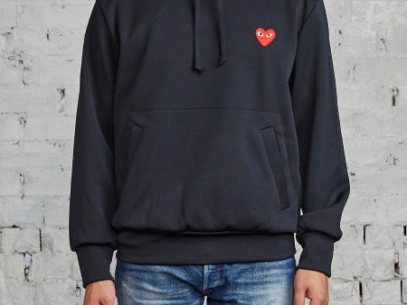 Comme des Garçons PLAY Red Heart Hooded Sweatshirt Black Hot on Sale