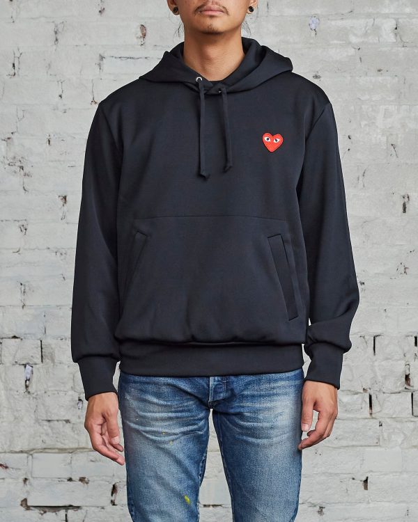 Comme des Garçons PLAY Red Heart Hooded Sweatshirt Black Hot on Sale