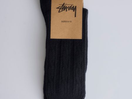 Stussy Cable Knit S Dress Sock Black Cheap