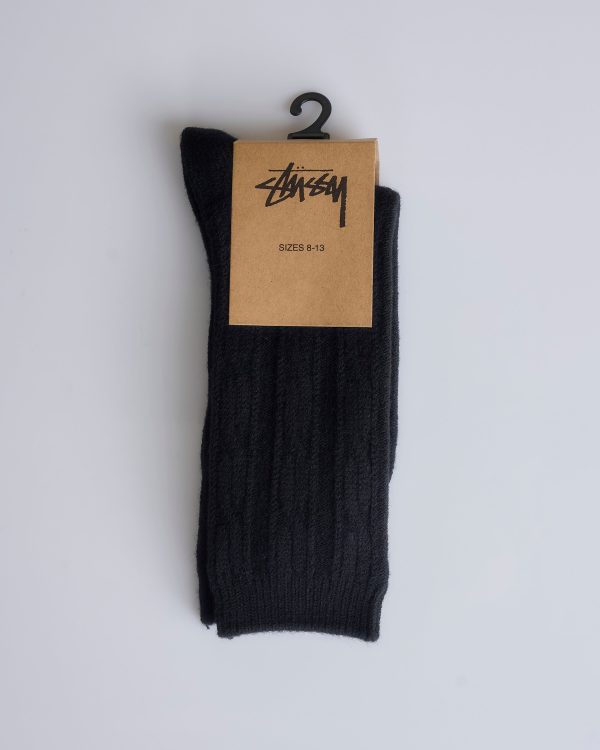 Stussy Cable Knit S Dress Sock Black Cheap