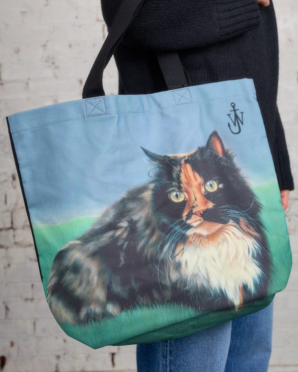 JW Anderson Canvas Cat Tote Bag Emerald Supply