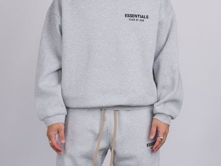 Fear of God Essentials Fleece Logo Crewneck Light Heather Grey Online Sale