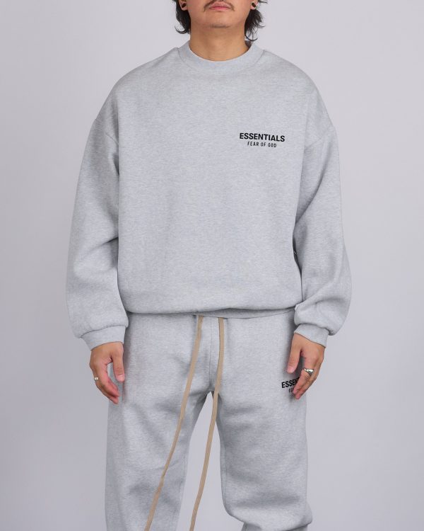 Fear of God Essentials Fleece Logo Crewneck Light Heather Grey Online Sale